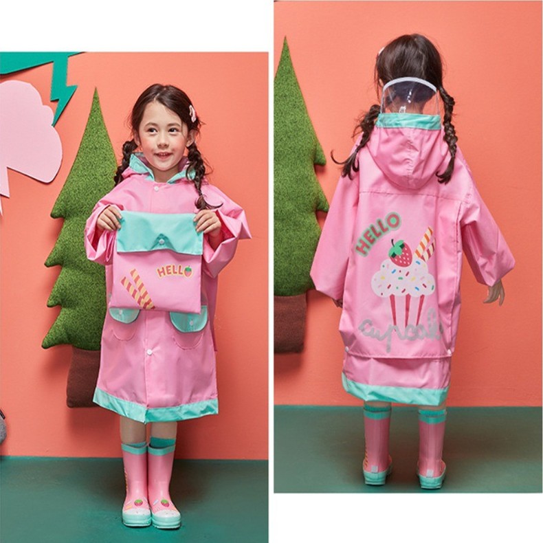 韓國品牌-lemonkid 牛津布造型雨衣-粉色蛋糕