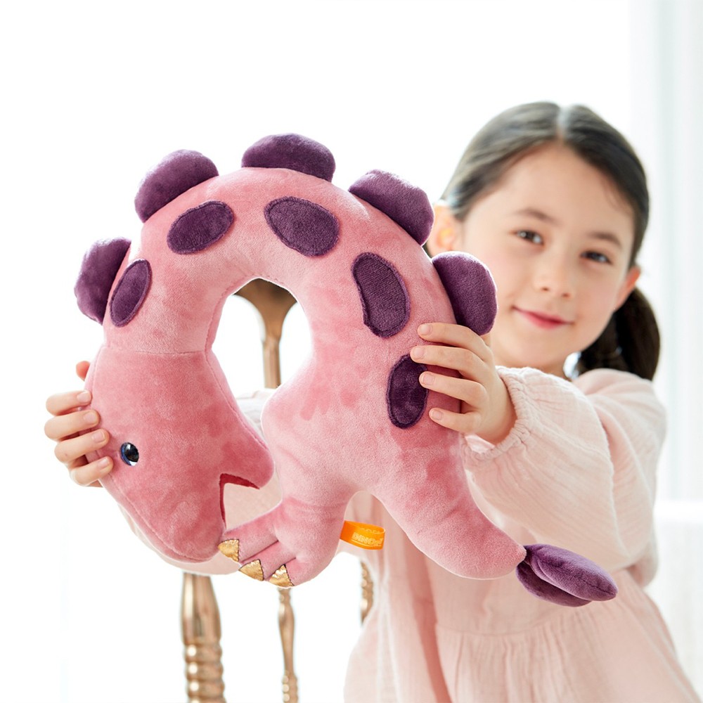 韓國 恐龍造型枕-粉色甲龍
